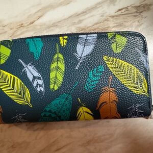 Thirty One all about the Benjamins Wallet Falling Feathers